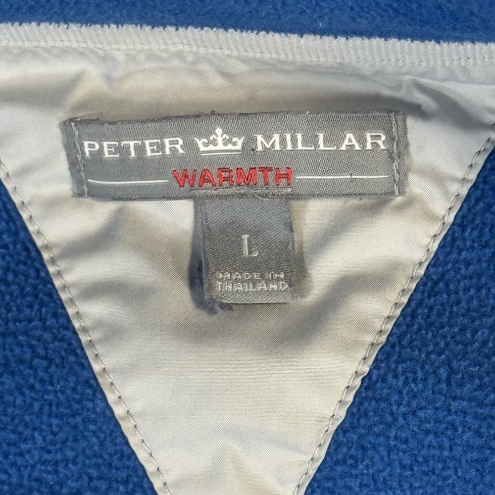 Peter Millar Warmth Fleece 1/4 Zip Sweater Men's Large Blue Golf Pullover Preppy - Picture 3 of 8